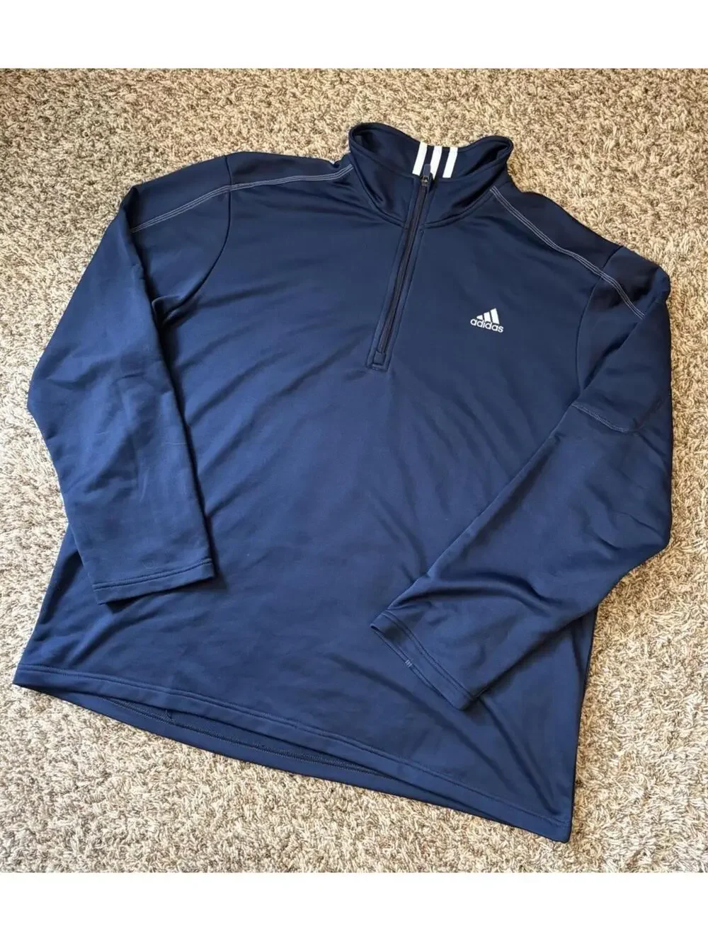 Adidas Navy Blue 1/4 Zip Pullover Sweater Jacket Men’s Size 2XL - Pre Owned